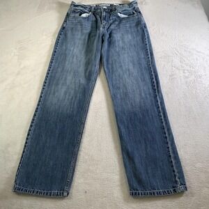 Urban Pipeline Jeans Mens 30x32 Medium Wash Blue Loose Straight Work Whiskers